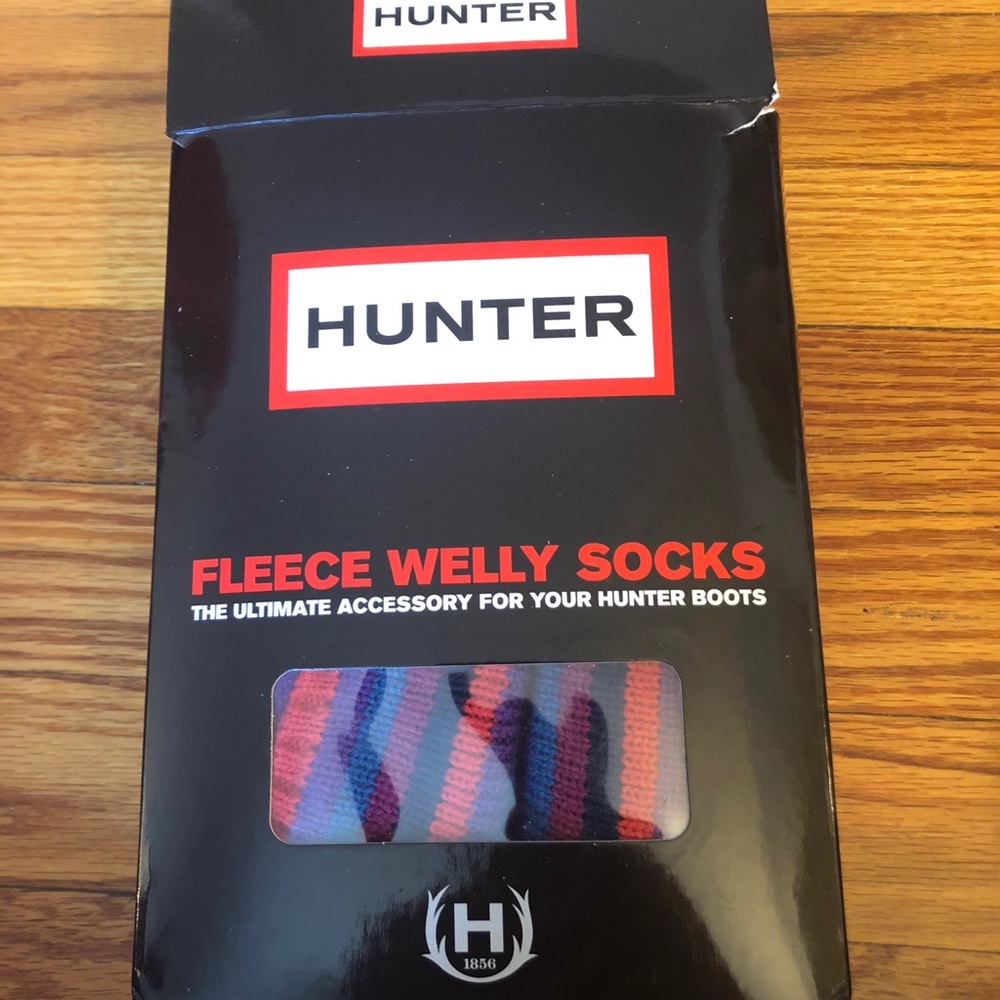 NIB Hunter Welly socks fleece with striped cuff